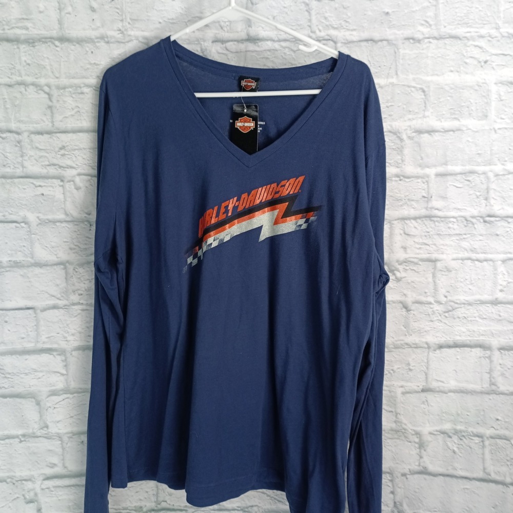 Harley-Davidson Womens XXL Performance Master LS Tee Navy Blue  NWT
